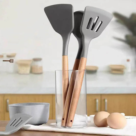 Grey Premium Silicon Utensil Set - Three Piece Set