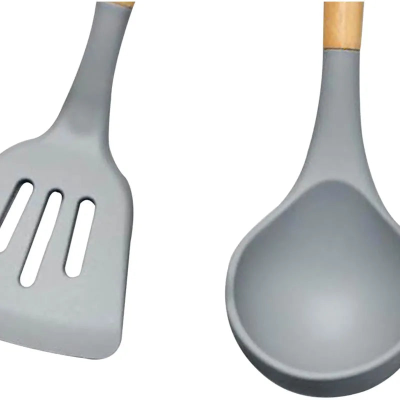 Grey Premium Silicon Utensil Set - Three Piece Set