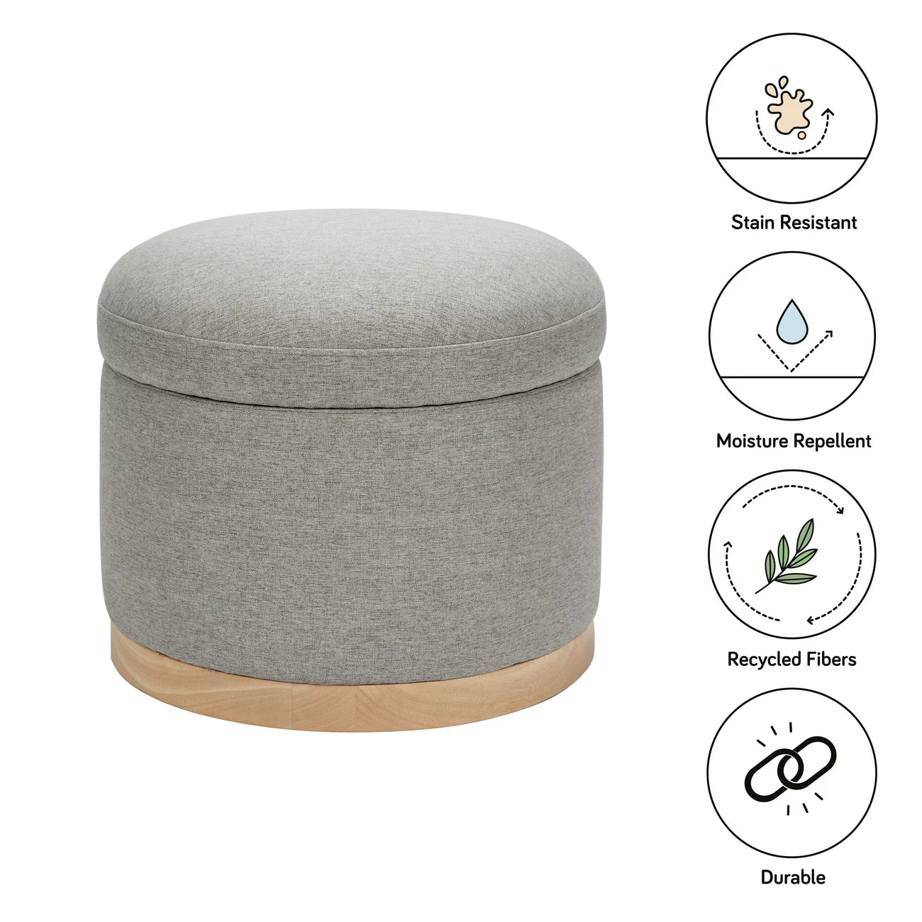 Soft Grey Scandi Comfort Storage Leatherette Kids Pouffe