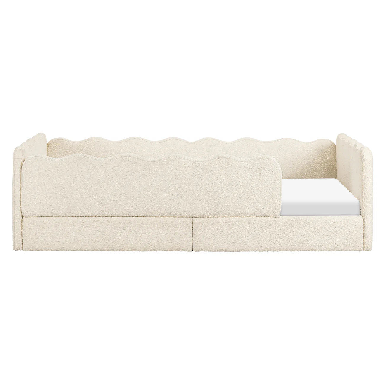 Wave Design Ivory Boucle Kids Big  Storage Bed