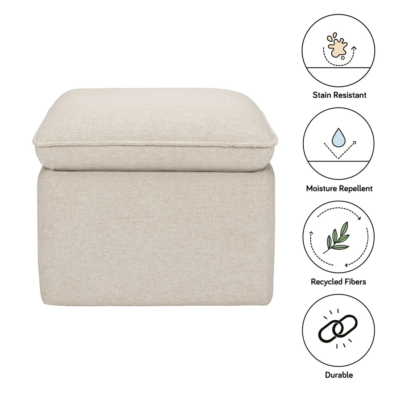 Warm Beige Cozy Keep Storage OttomanBoucle