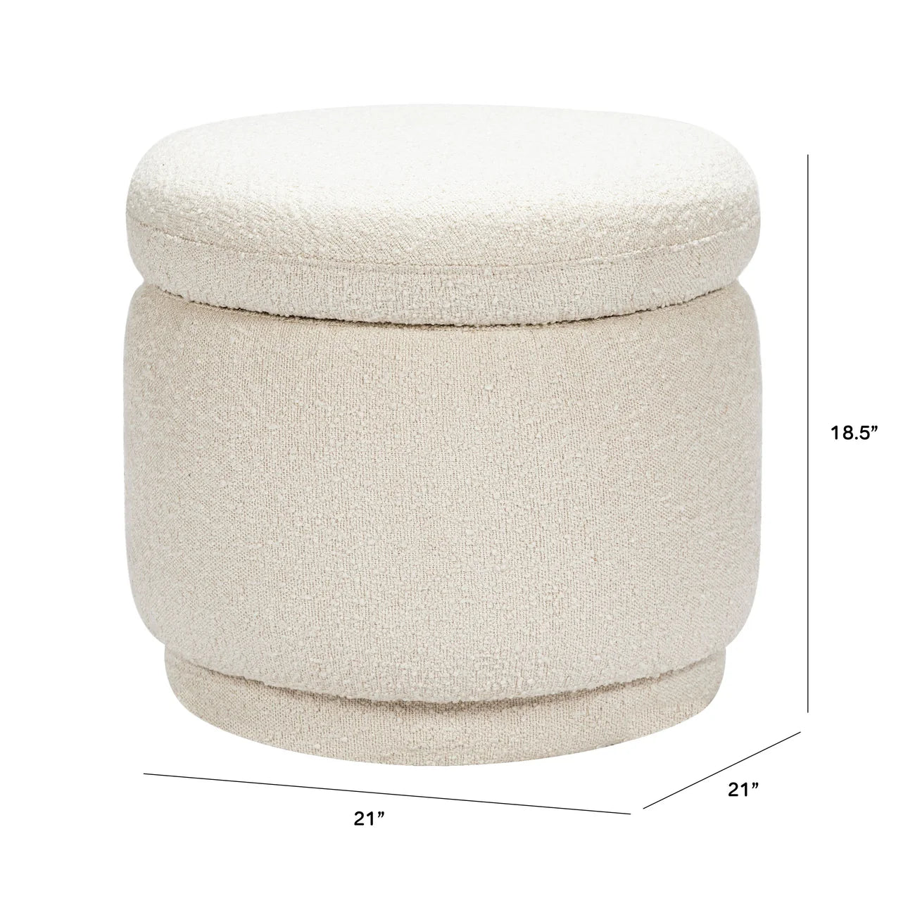 Cream White Soft Haven Storage Boucle Kids Pouffe