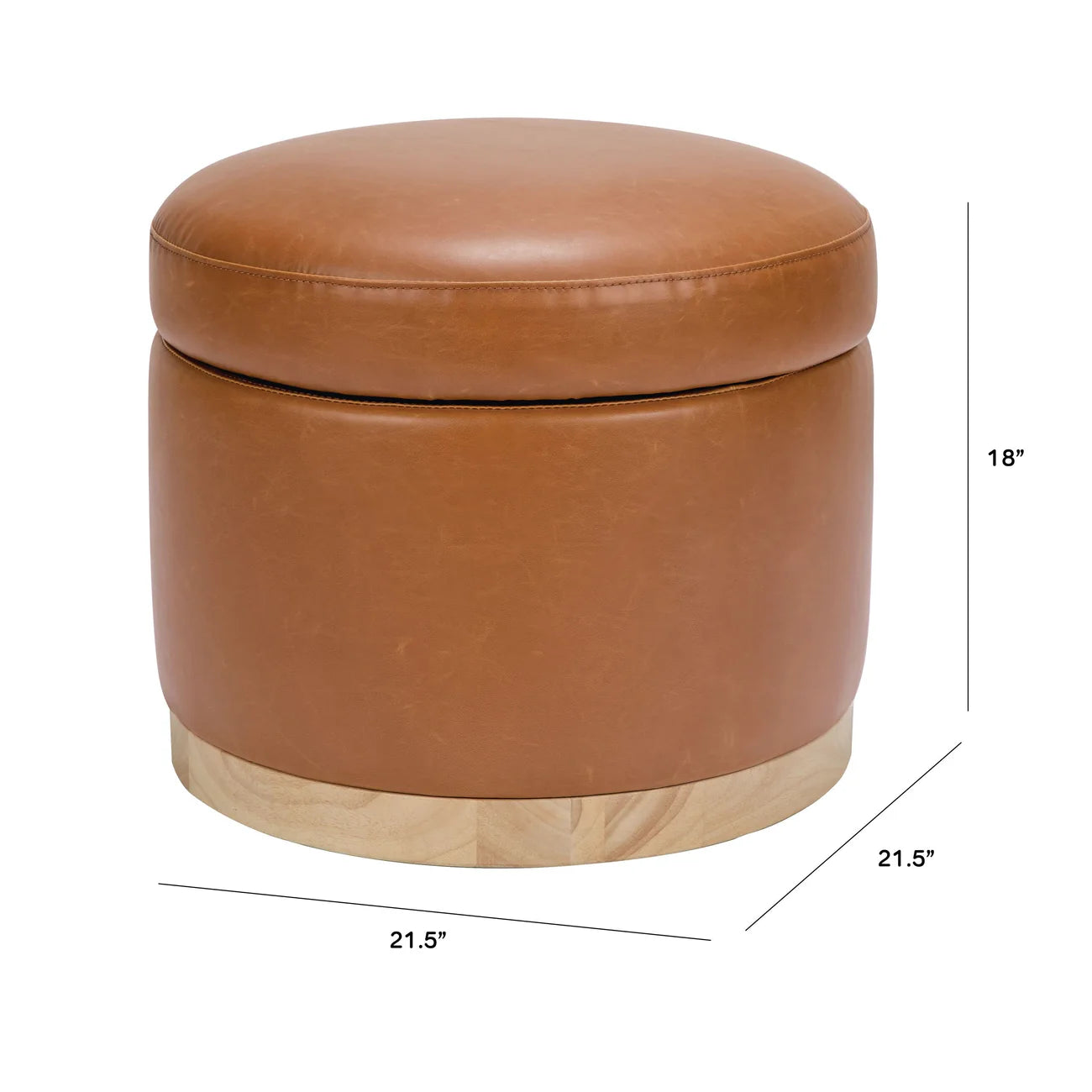 Cognac Tan Urban Luxe Leather Storage Leatherette Kids Pouffe
