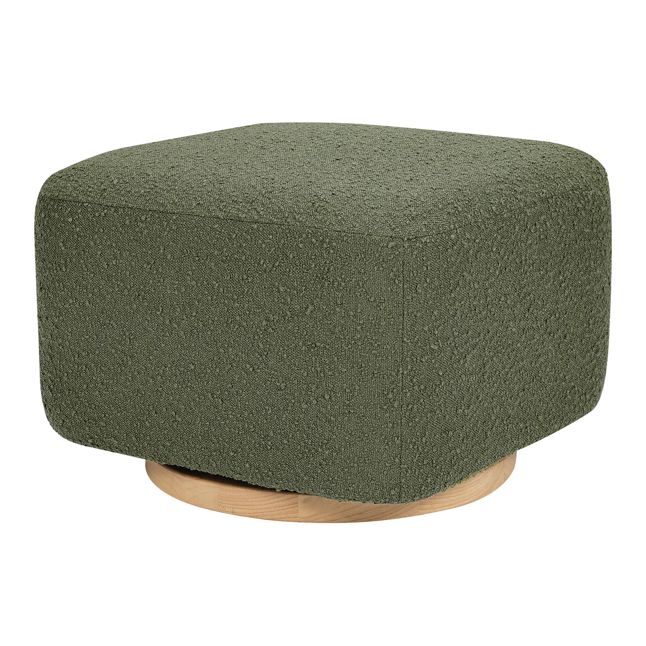 Olive Green Forest Block Cube Boucle Kids Pouffe