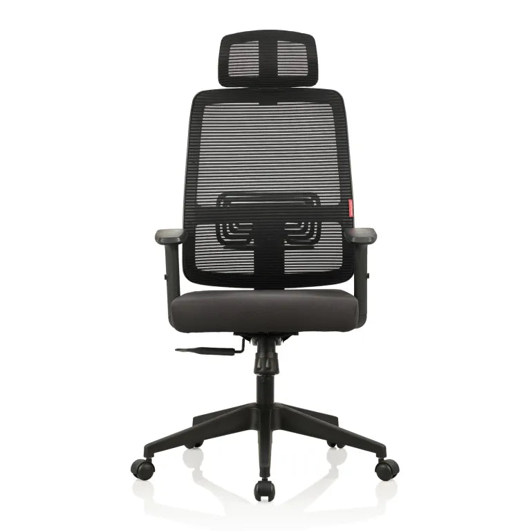 Versa High Back Mesh Chair with Single Lock Synchro Mechanism & Fabric Upholstered Seat