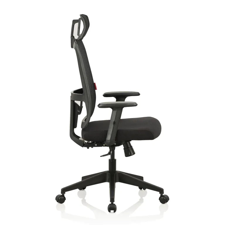 Versa High Back Mesh Chair with Single Lock Synchro Mechanism & Fabric Upholstered Seat
