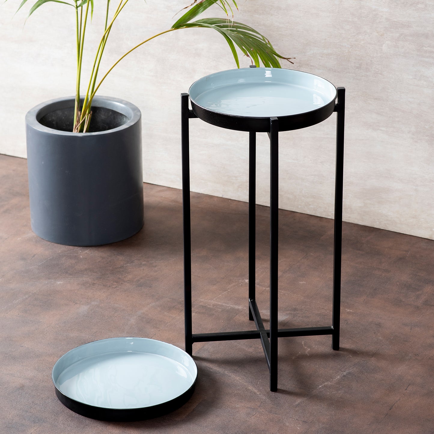 metallic glass side table for living room