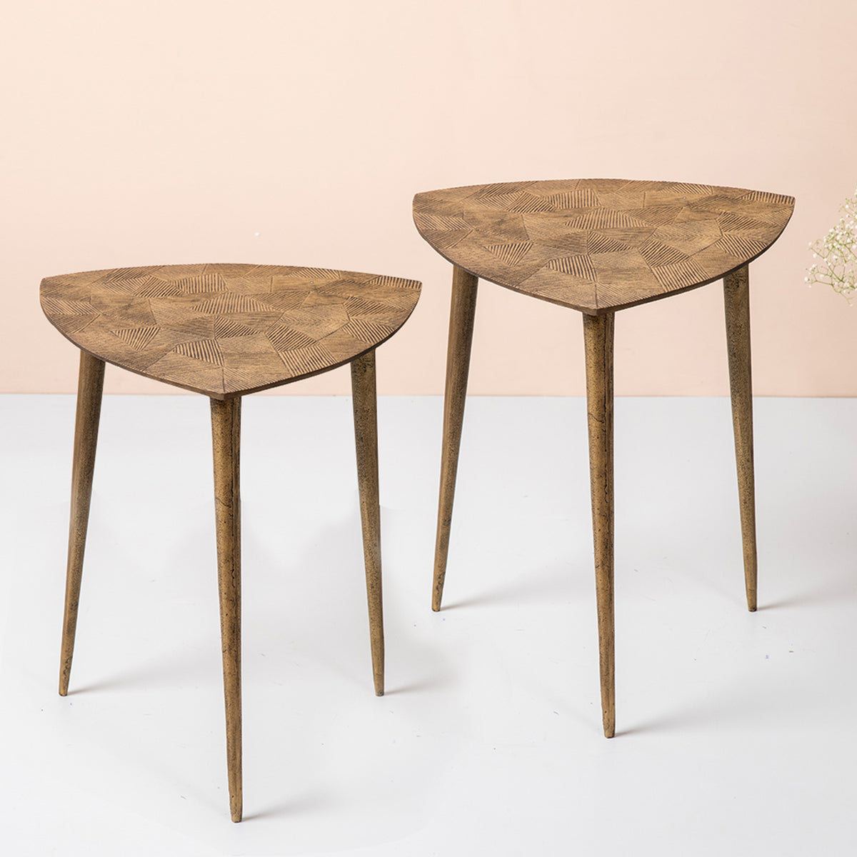 Gold Triangular Side Table  Copper Side Table for Living Room