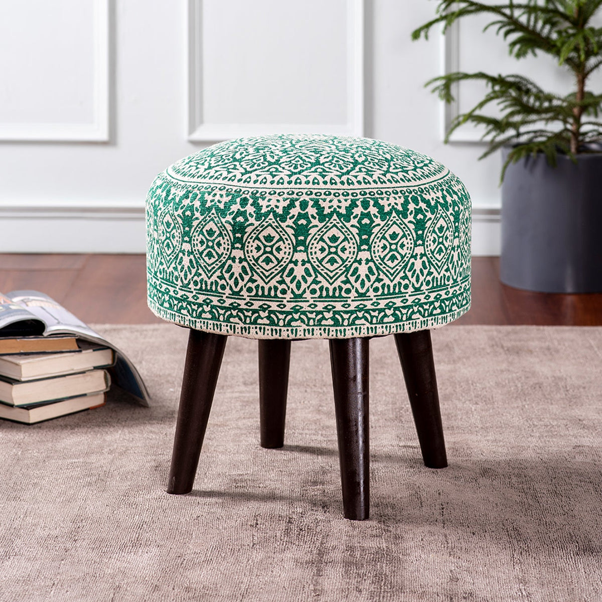 Green Printed Ottoman