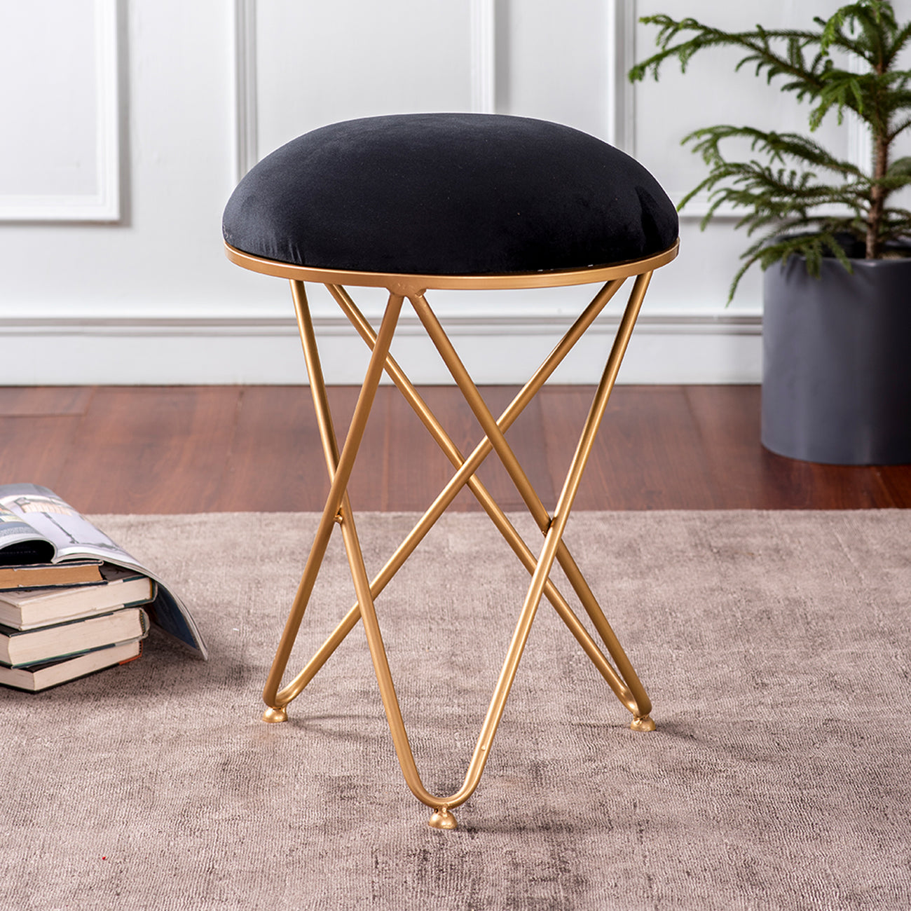 Buy Black Cross Leg Metallic Stool Online in India Nestroots