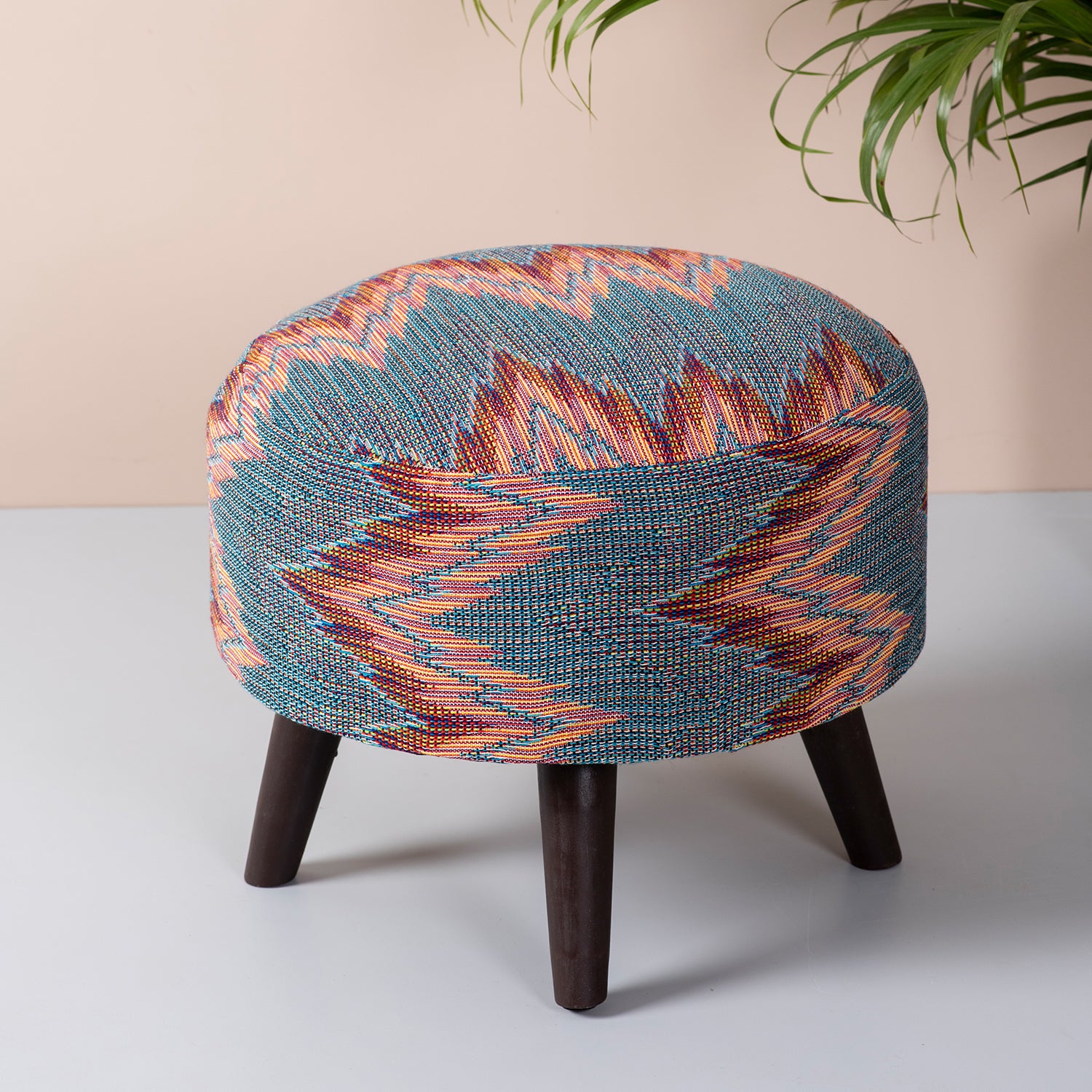 Buy Blue Zig Zag Wooden Ottoman Online at Best Price in India