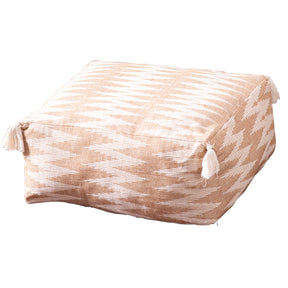 Crest Jacquard Pouf in Beige Color Set of 2
