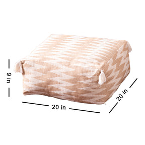 Crest Jacquard Pouf in Beige Color Set of 2