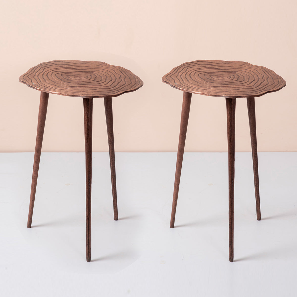 copper side tables set of 2
