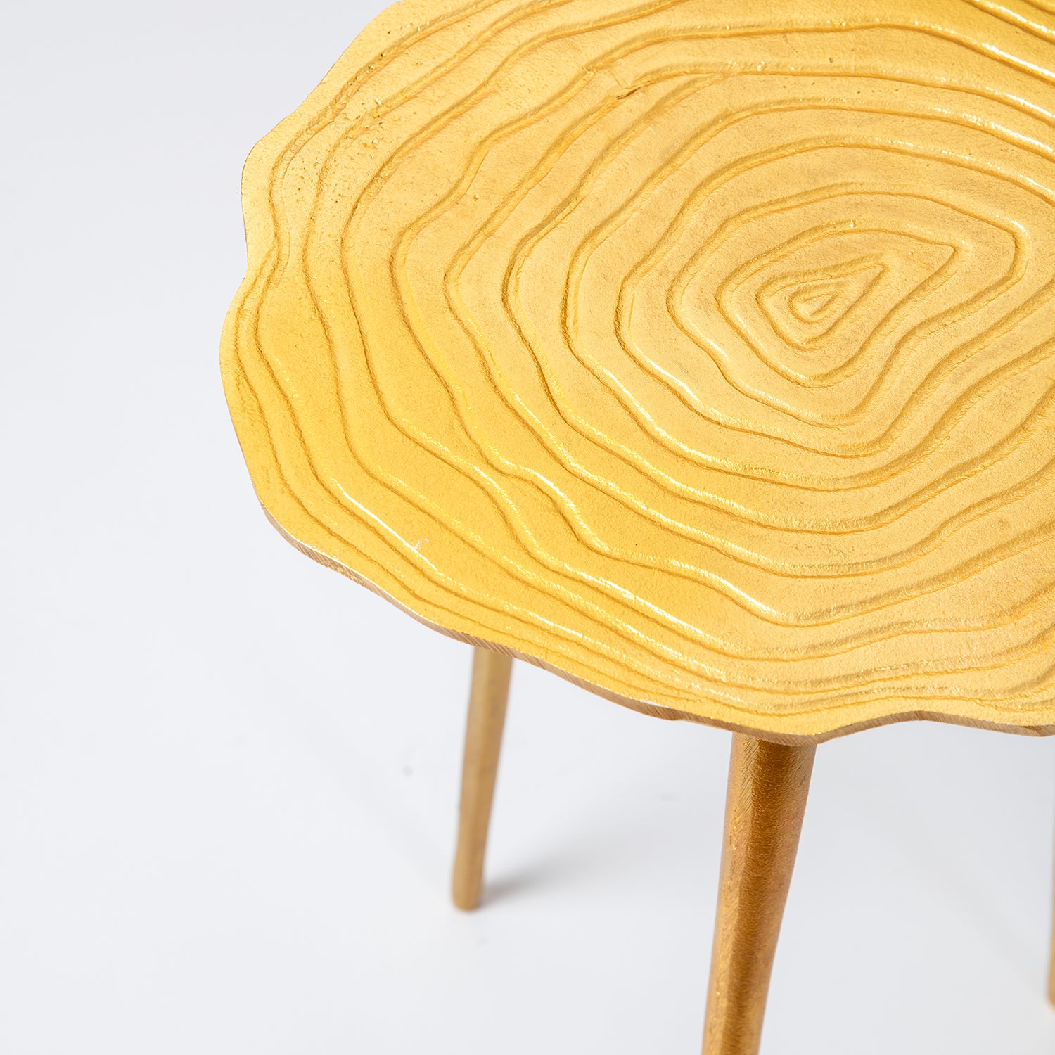 Gold Floral Aluminium Side Table for Living Room
