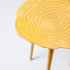 Gold Floral Aluminium Side Table for Living Room