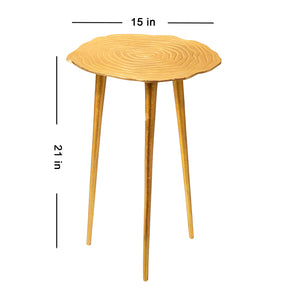 Gold Floral Aluminium Side Table for Living Room