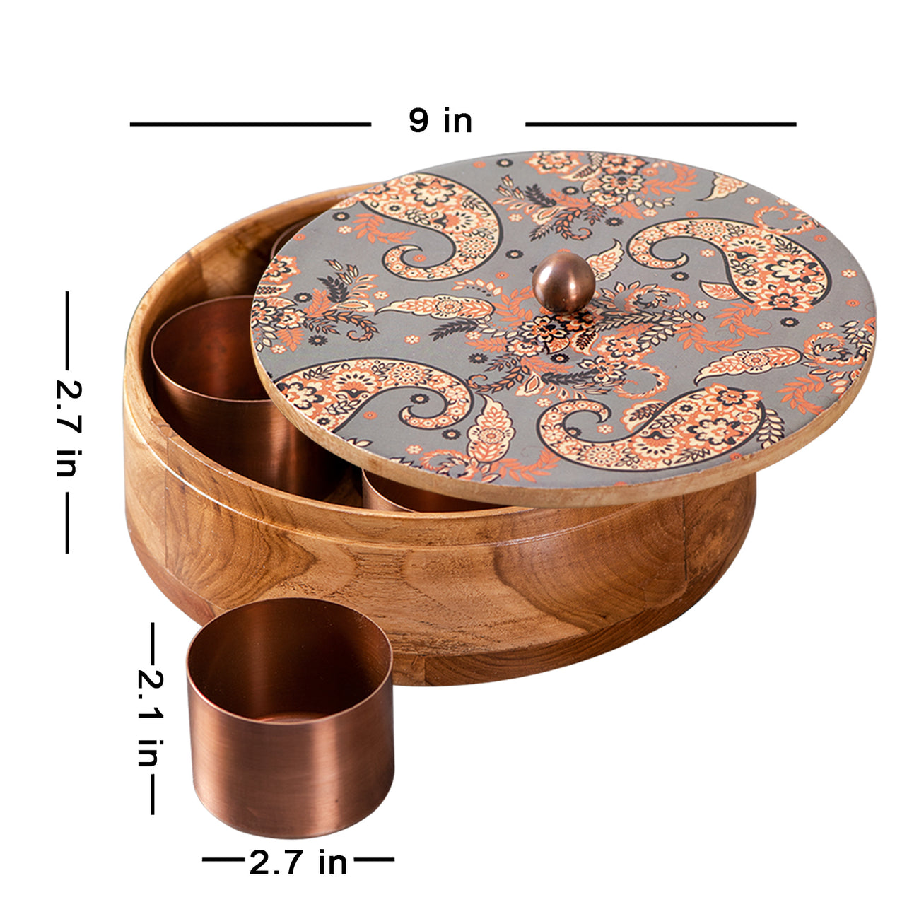 Buy Grey Enamel Print Wooden Masala & Roti Box Set Online in India ...