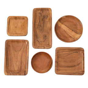 Wooden Serving Platters Set of 6 