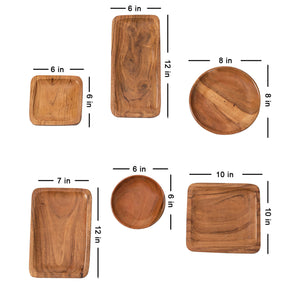 Wooden Serving Platters Set of 6 