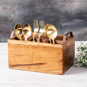 wooden cutlery holder