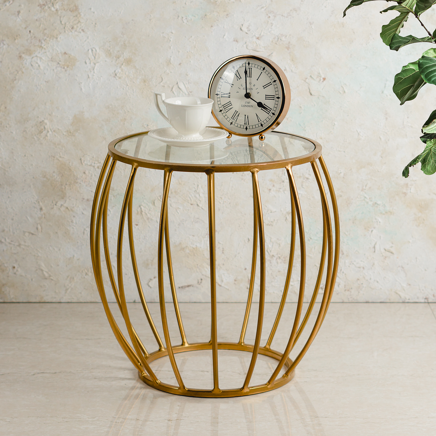 Gold cage side online table