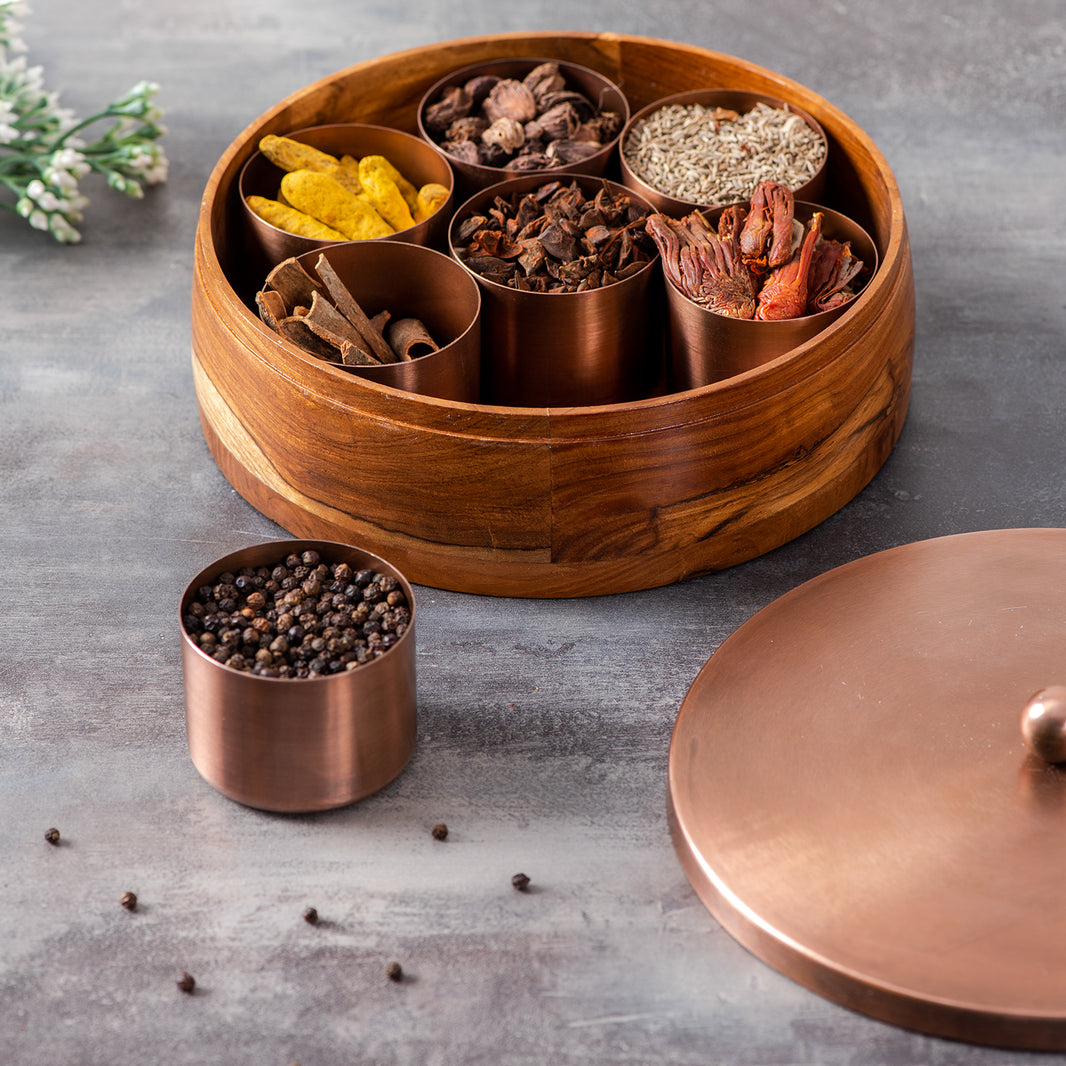 Buy Wooden Masala Box Online, Spice Box for Kitchen & Masala Dabba