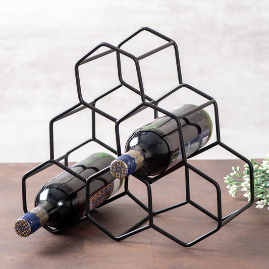 wired wine bottle holder rack in black color 