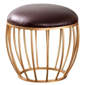 brown leather cage ottoman
