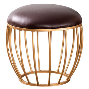 brown leather cage ottoman set of 2