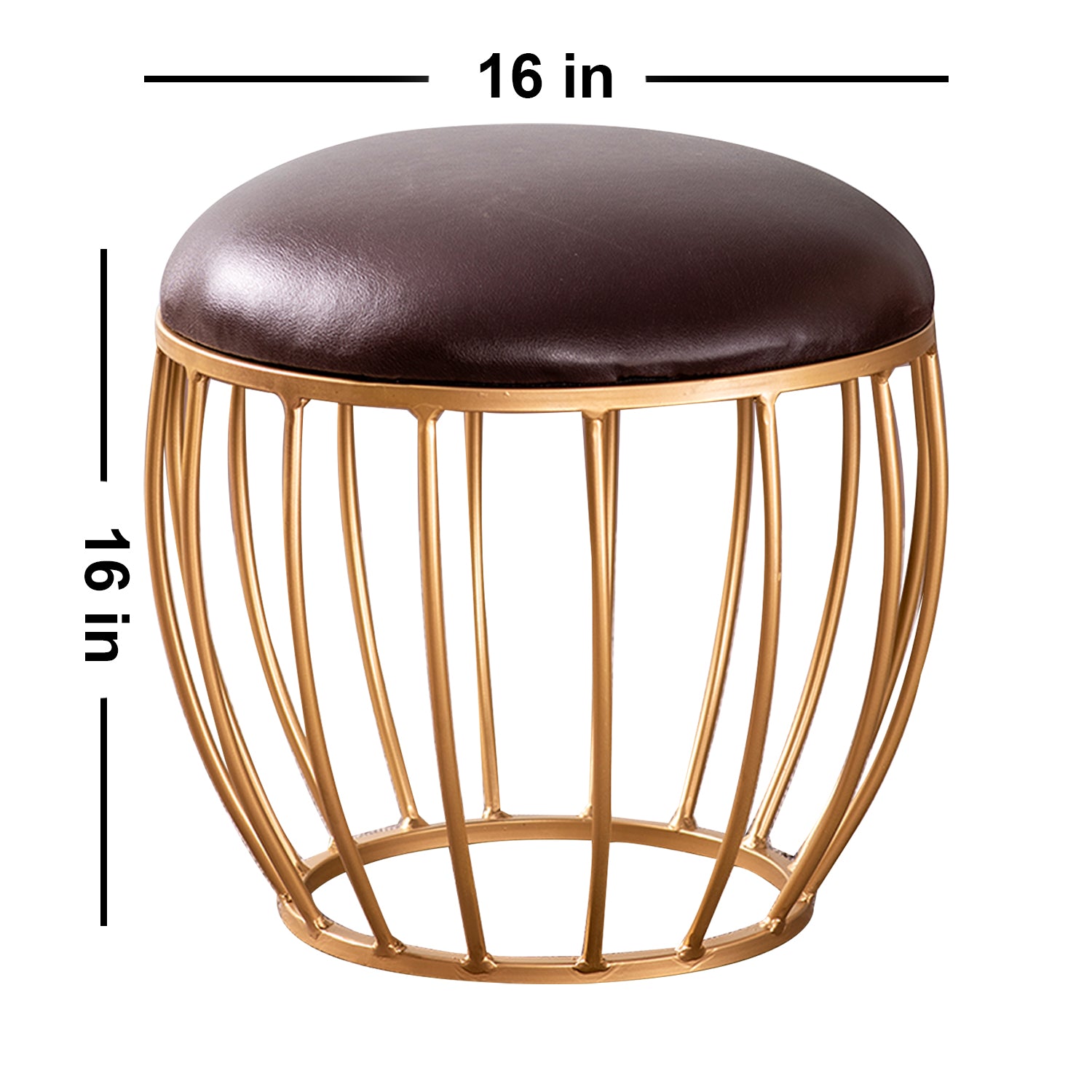 brown leather cage ottoman