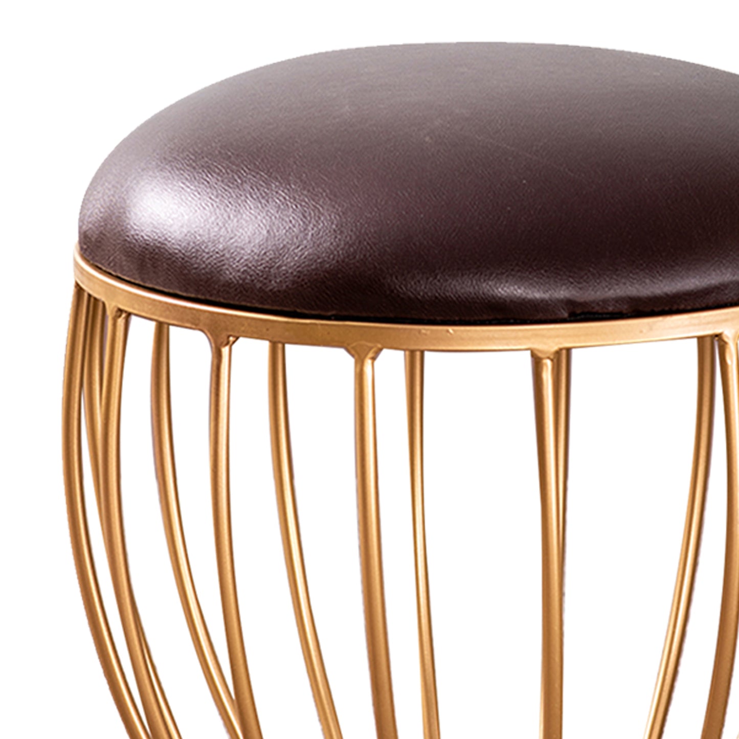 brown leather cage ottoman