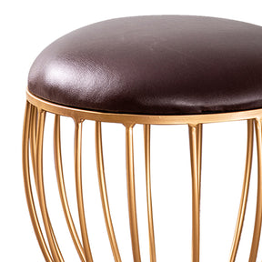 brown leather cage ottoman