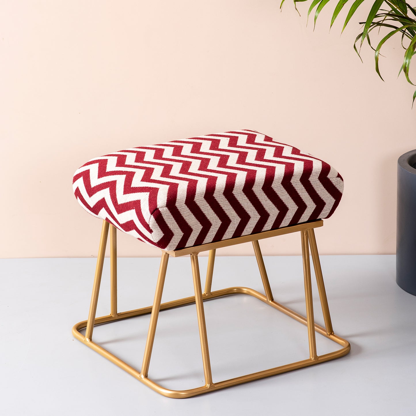 maroon metallic ottoman