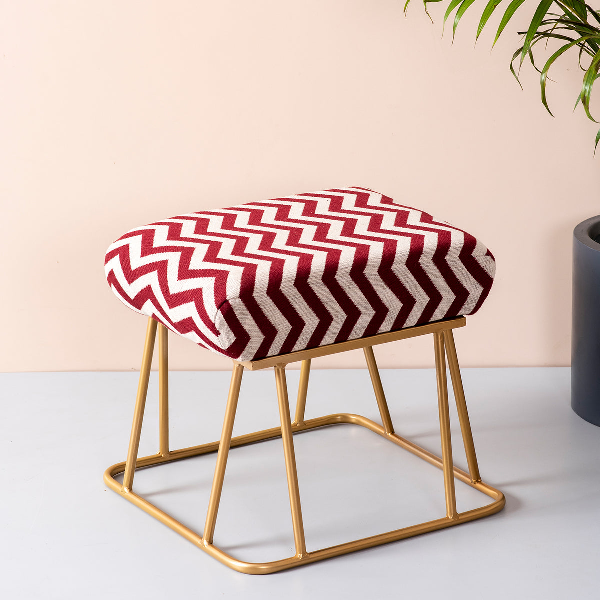 maroon metallic ottoman