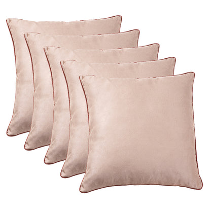Lush Velvet Cushion Cover Beige 16 X 16 Inches Set of 5