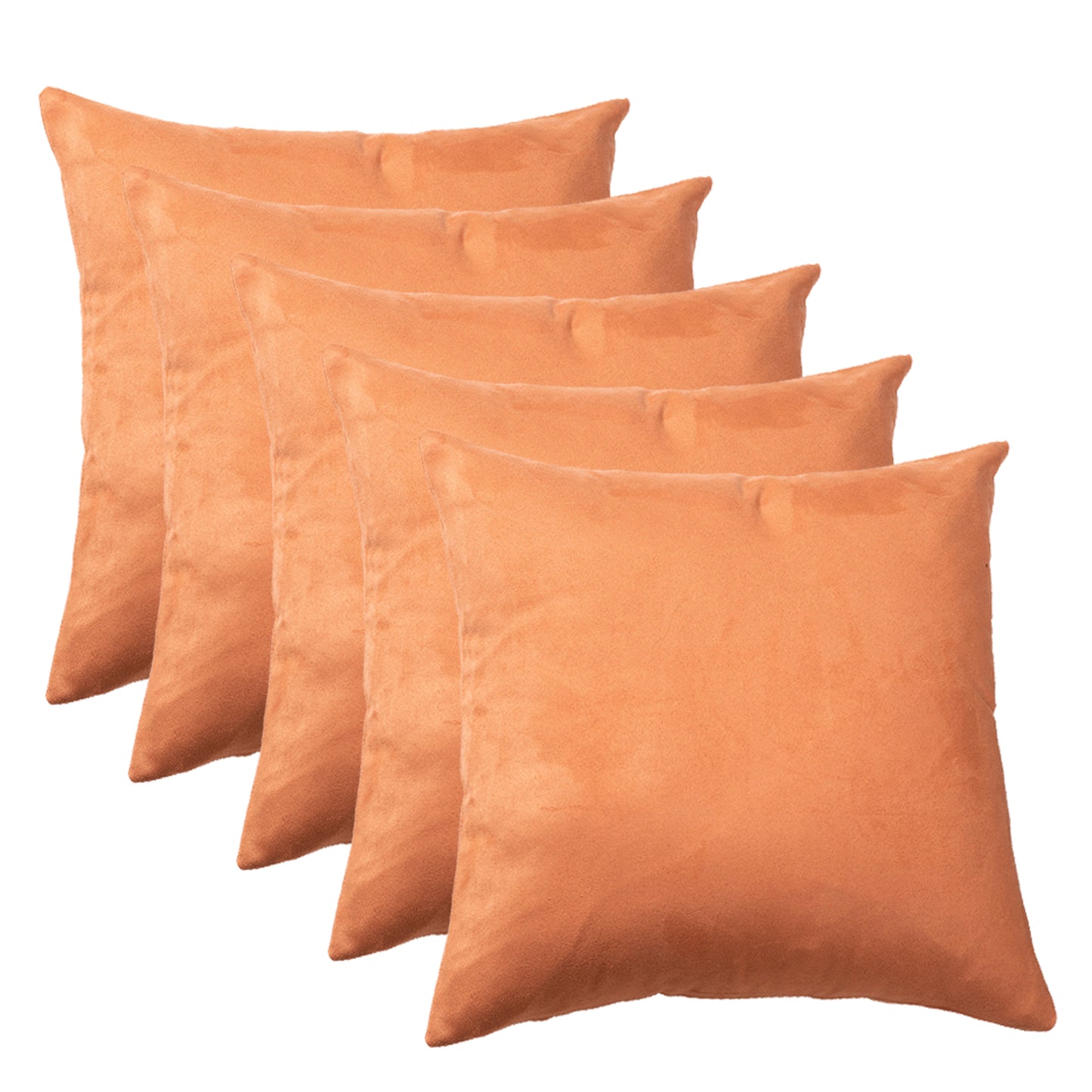 Lush Velvet Cushion Cover Orange 16 X 16 Inches Set of 5