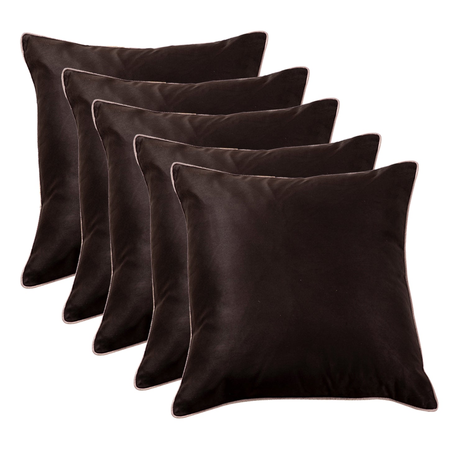 Lush Velvet Cushion Cover Dark Brown 16 X 16 Inches Set of 5