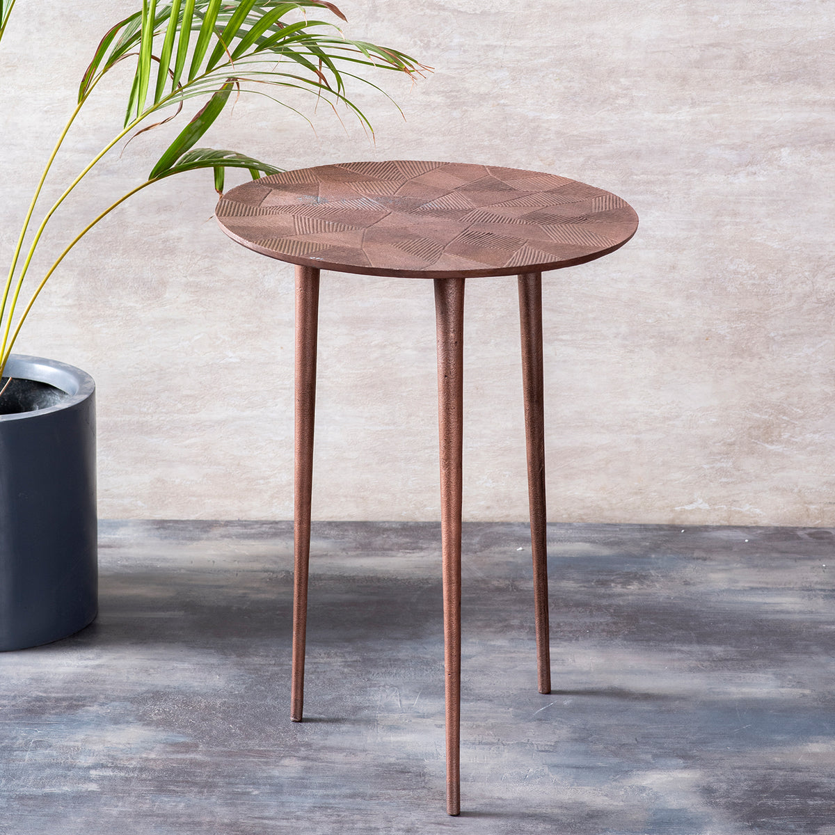 copper side table