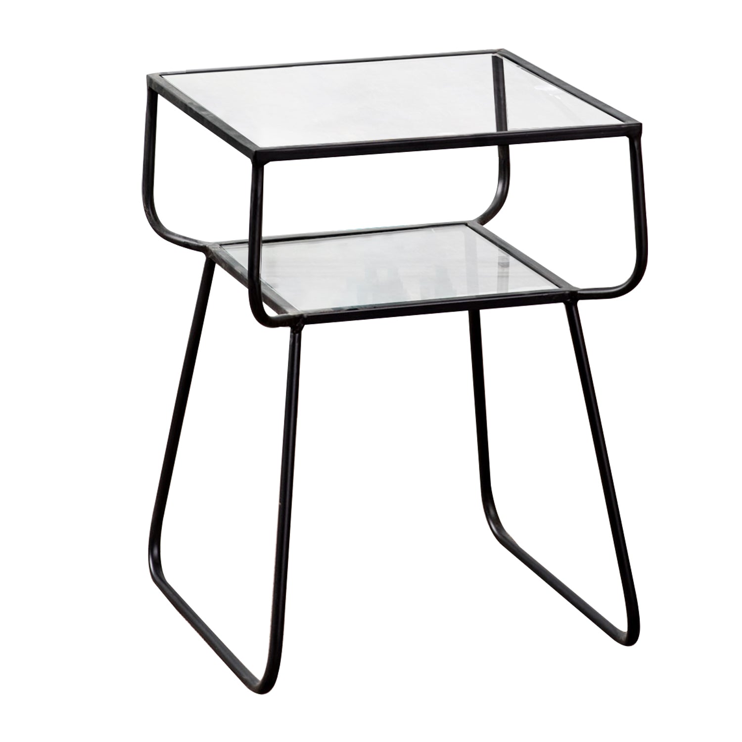 2 tier glass side table