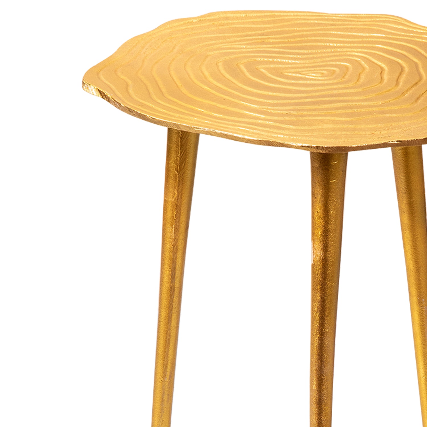 Gold Floral Aluminium Side Table for Living Room