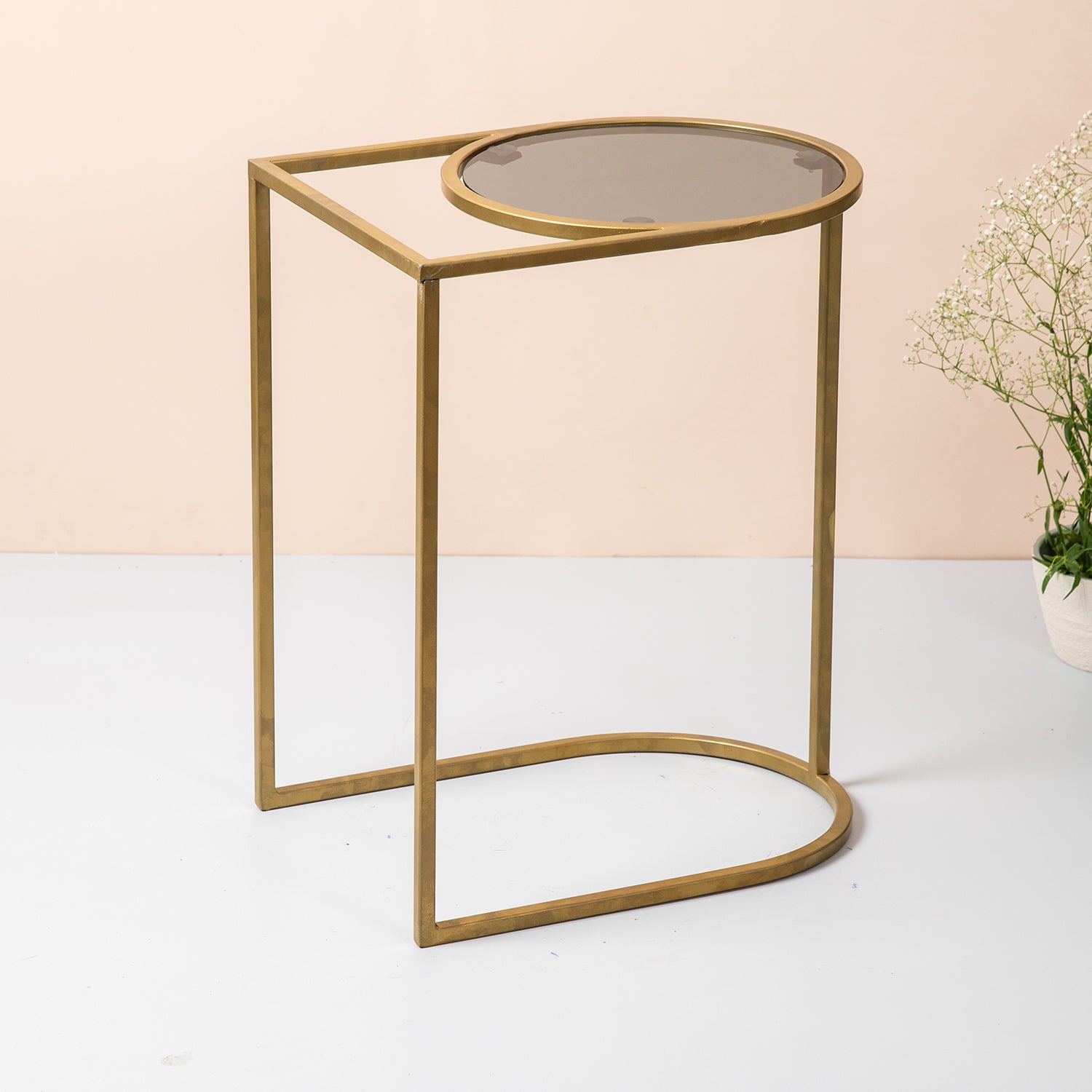 iron and glass side table