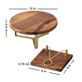 Teak Wood Cake Stand & Napkin Holder