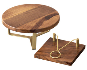 Teak Wood Cake Stand & Napkin Holder