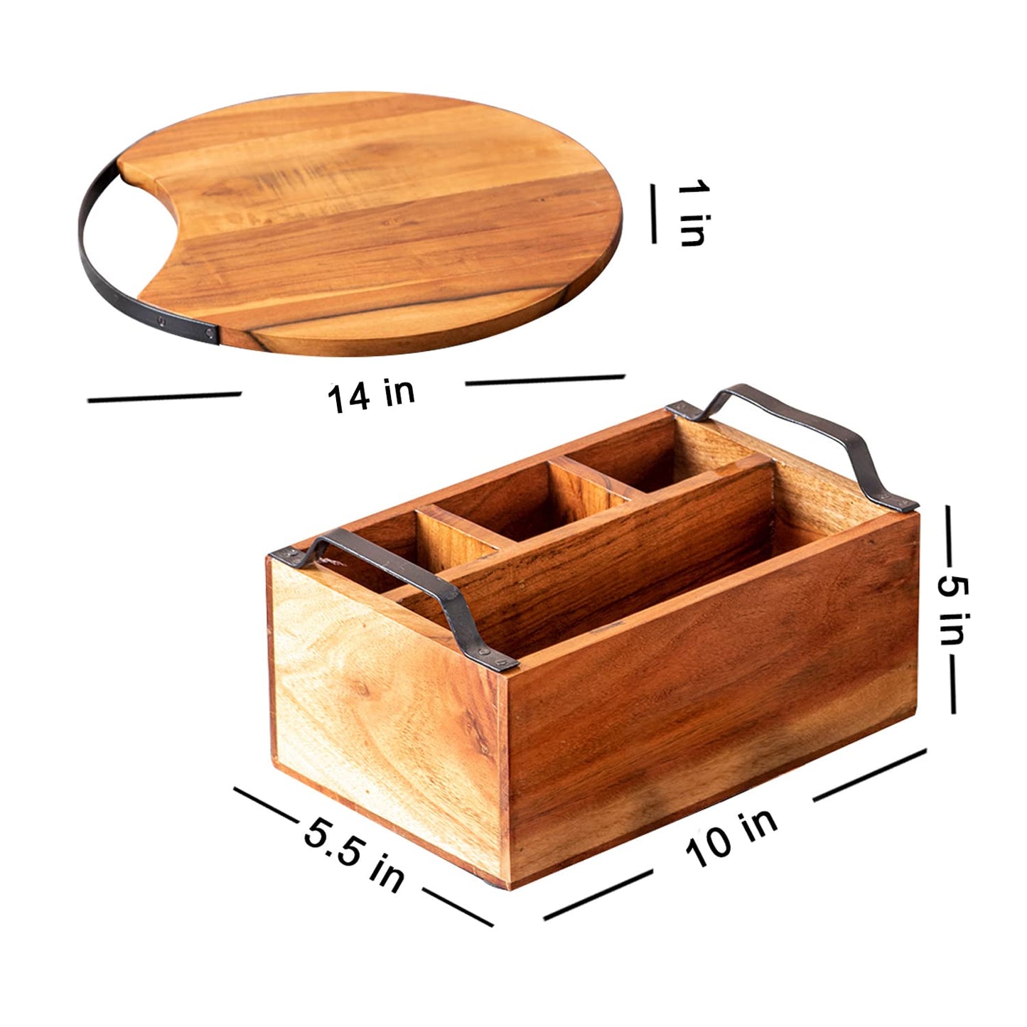 Buy Acacia Wood Spoon Stand with Serving Platter Online
