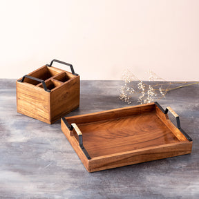 Black Handle Spoon Stand & Tray