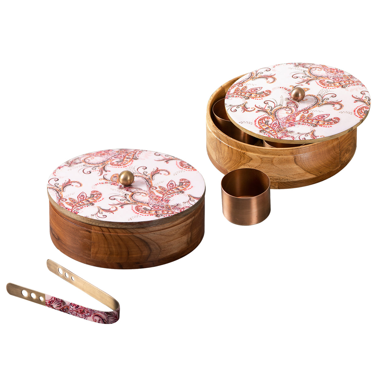 wooden masala dabba