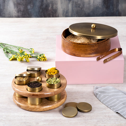 Gold Roti Box with Masala Box Set
