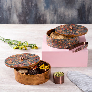 wooden masala and roti box