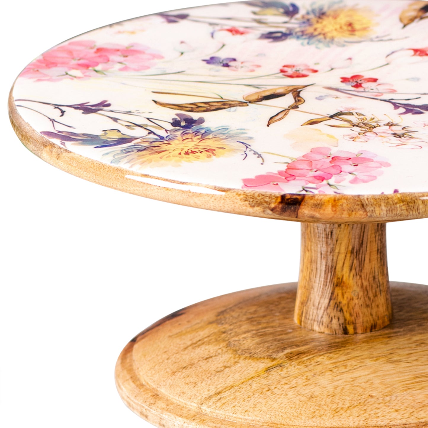 pink wooden cake stand